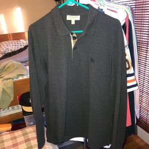 Burberry long sleeve polo charcoal XL like new